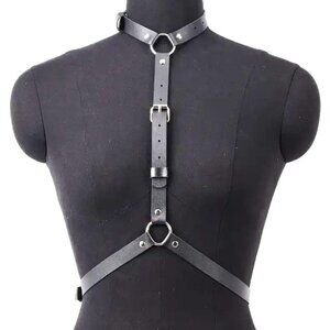 Leather Back Harness Chest Belt Bondage Reversible Sexy Role Play Rave Cosplay